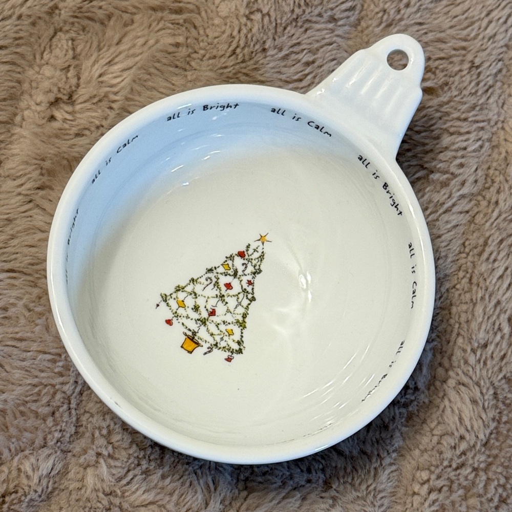 Pottery Barn Holiday Cheer Ornament Shaped Christmas Tree Snack Bowl